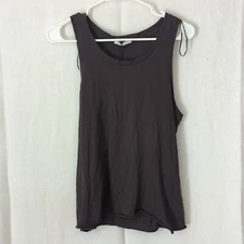 Zara Trafaluc Charcoal Grey Basic Cotton Tank Raw Hem Size Small New with Tag