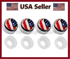 Chrome USA American Flag License Plate/Frame Car/Motorcycle cover Fastener Caps
