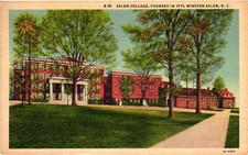 Linen Postcard Salem College Founded 1771 Win...