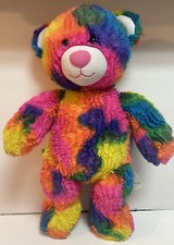 Build A Bear Tie Dyed Bear Rainbow Multicolored Neon 18  BAB