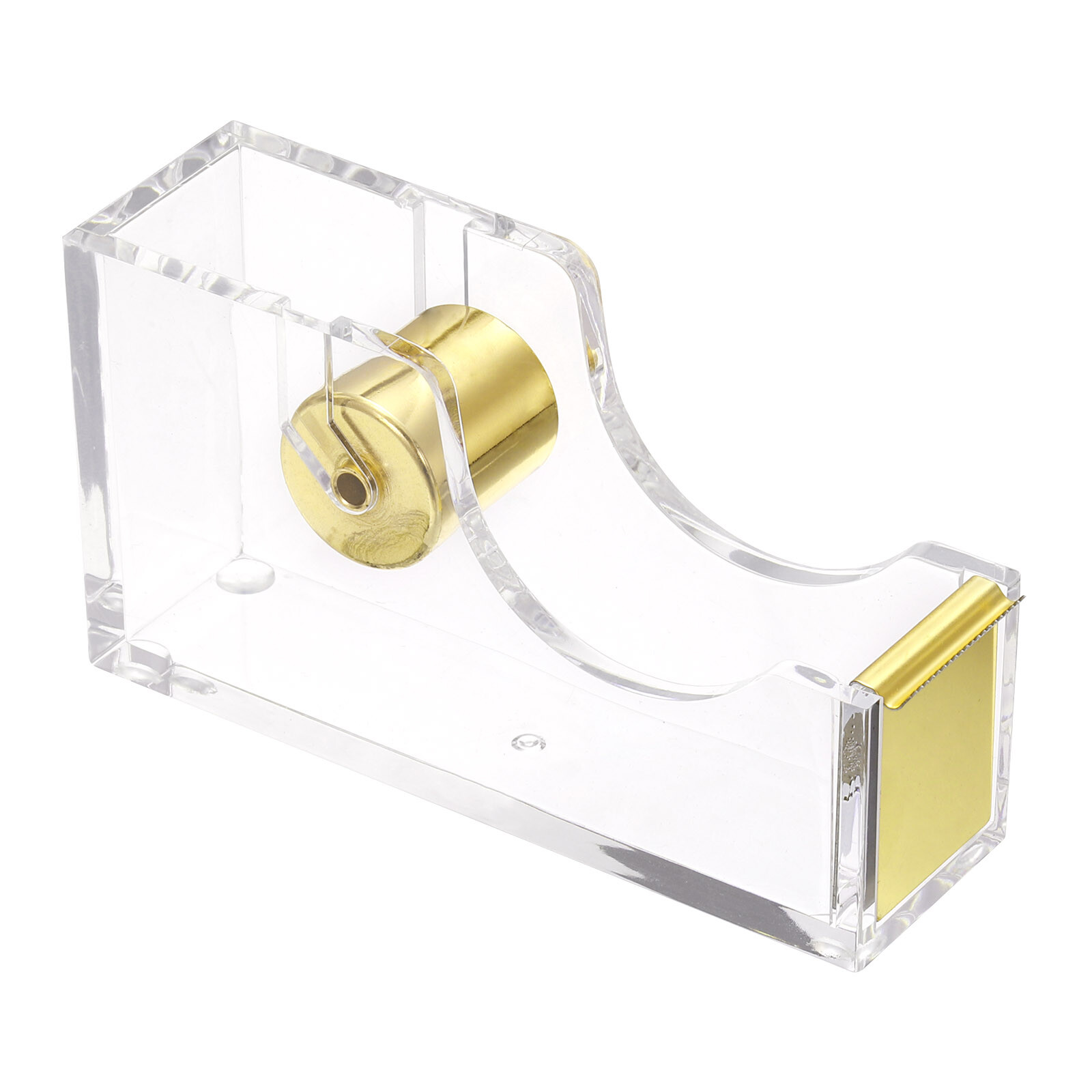 Desktop Tape Dispenser Acrylic Roll Tapes Cutter Golden-image