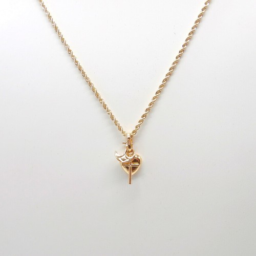 Catenina in oro 750 18 ct corda laser con ciondolo fede speranza e carità - Foto 2 di 10