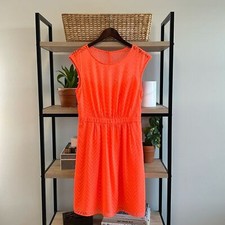 NWT J. Crew Bright Orange Sleeveless Chiffon Chevron A-line Dress, 10