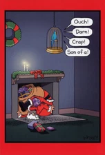 Santa Stuck in Chimney Parrot Saying Ouch Darn Box of 12 Funny Christmas Cards