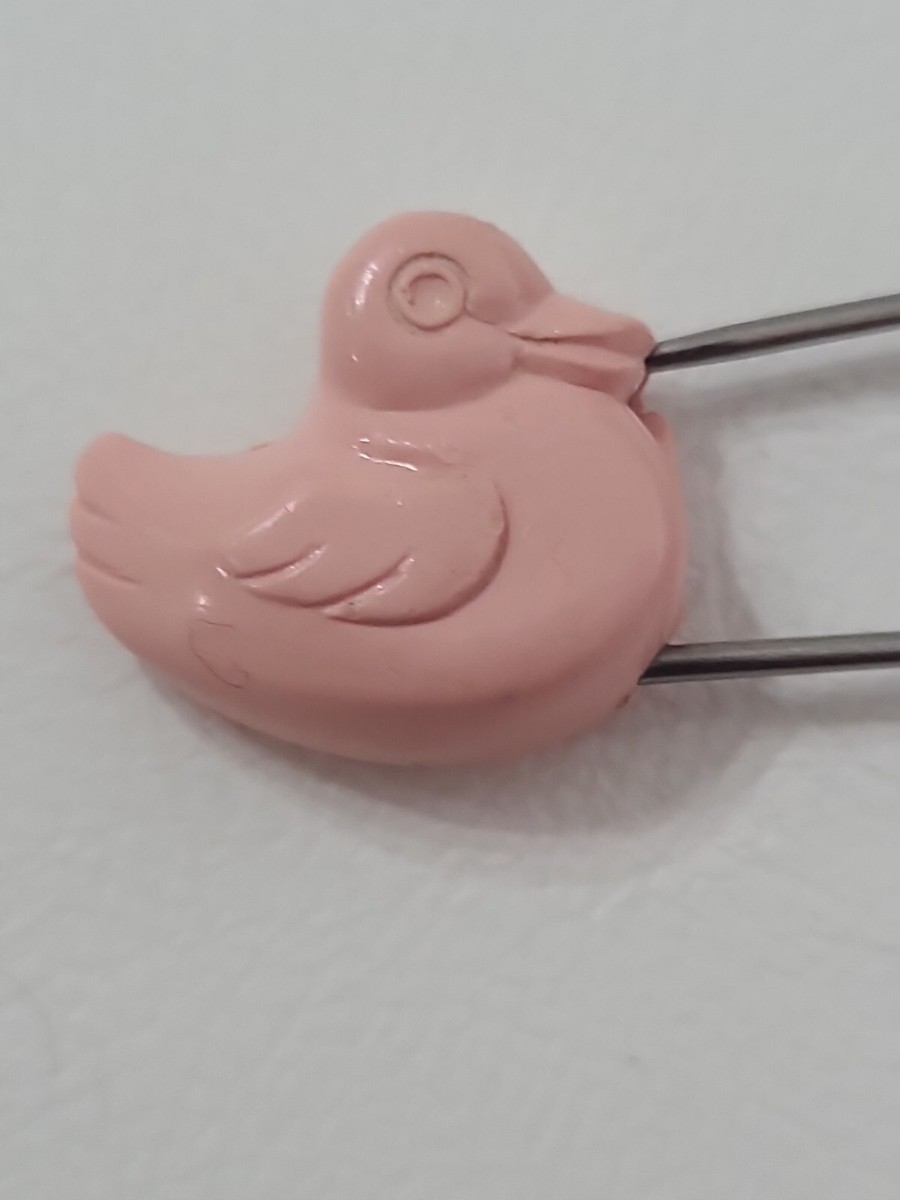 Vintag Baby Diaper Pins, Lot Of 6 Plastic Pink Clasps, Safety Pins