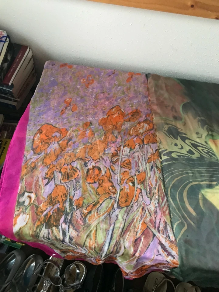 Лот товаров из 2 розовых и лавандовых фуксий с оранжевыми абстрактными цветами и зеленым желтым - Изображение 2 из 4