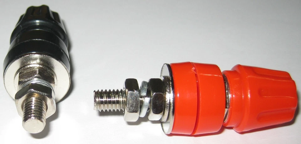 Heavy Duty Banana Binding Post Pair - 45A - 30 VAC / 60 VDC - M6 - Red / Black - Image 2 of 4