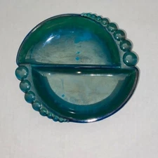 Gillinder Green Glass Divided Candy Dish Port Jervis, NY