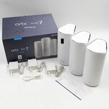Netgear Orbi 870 Series WiFi 7 Tri-Band Mesh System Black (RBE873) White