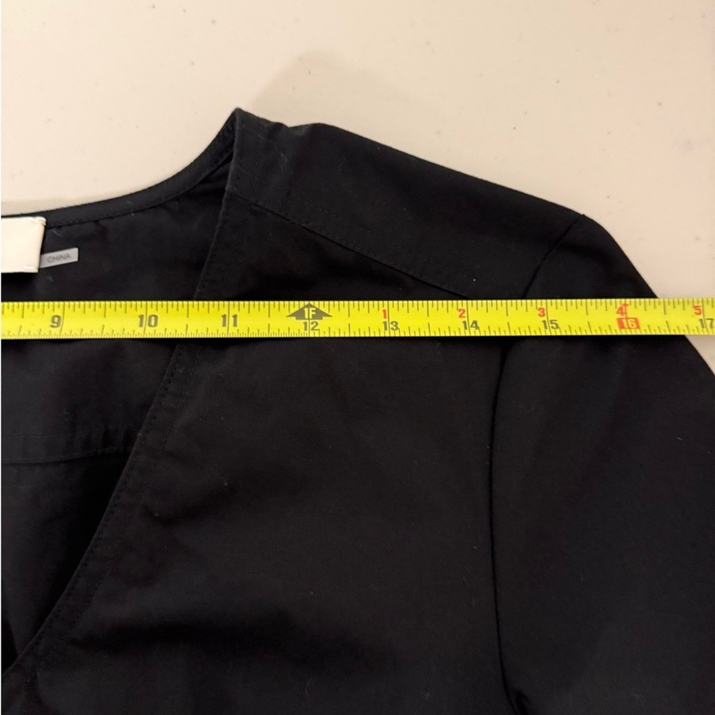 Tory Burch Pleated Short-Sleeve Poplin Midi Shirtdress in black cotton poplin thumbnail 7