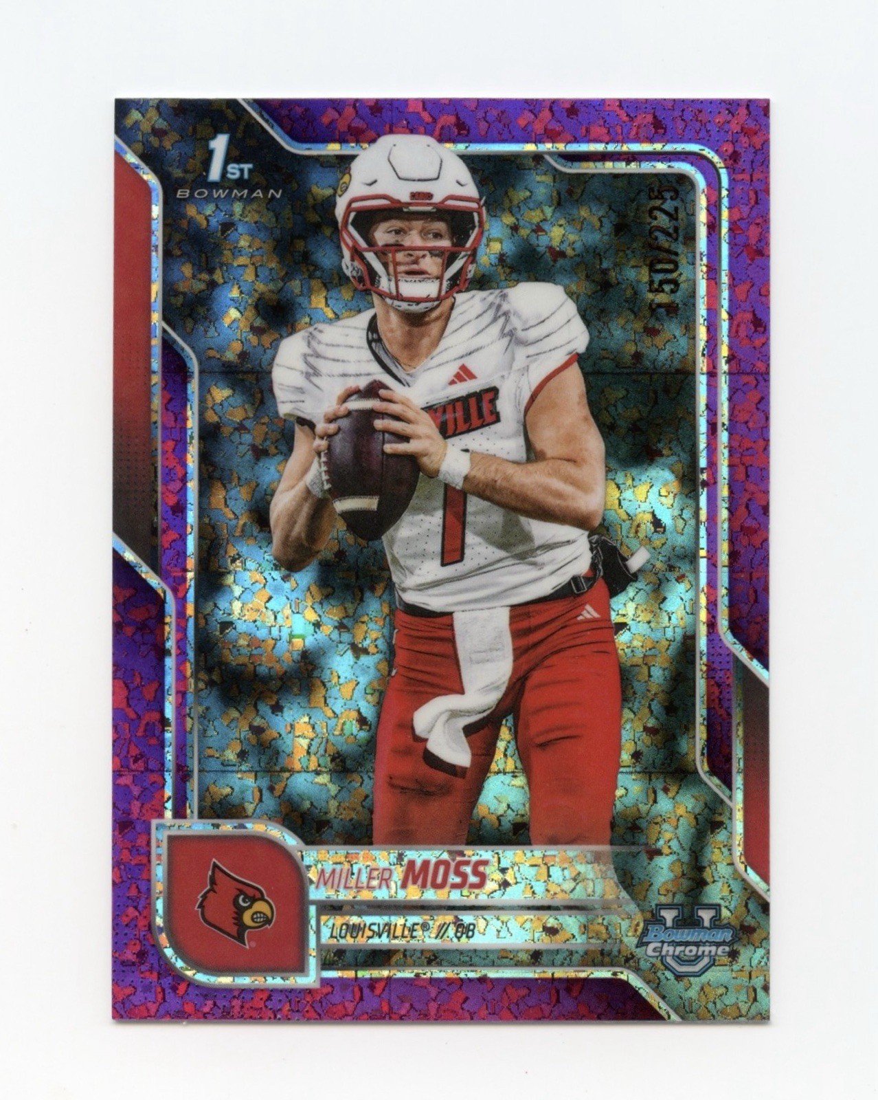 2025 Bowman Chrome University #141 Miller Moss RC Fuchsia Mini-Diamond /225