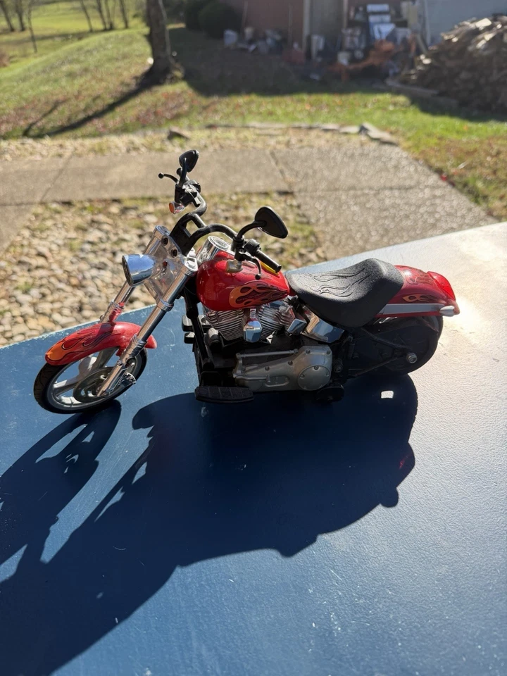 Harley Davidson 12" New Bright Fat Motorcycle Collectible Red Drives Works - Image 3 of 4