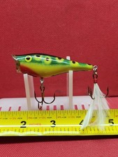 Vintage Berkley Gen-1 "Frenzy FP7" Popper Fishing Lure Green / Yellow W Spots #3