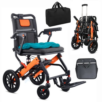 All Terrain Foldable Wheelchair, Trolley Design, Swing Armrests, Weight 26.7 lbs