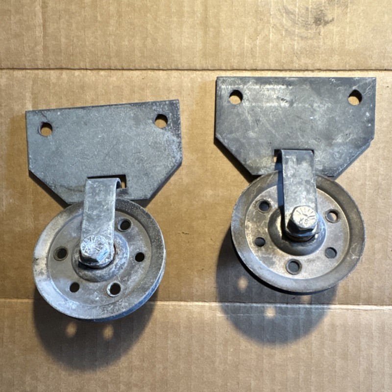 Hanging 3” trolley wheels with mounting (2) used  