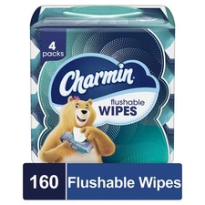 Charmin Flushable Wipes, 160 Total Wipes 4 Packs of 40 