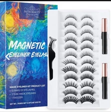 🌺Magnetic Eyelashes & Magic Eyeliner Kit, (12 Pairs 3D Reusable Lashes & Liner)