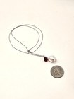 Sterling Silver Shell Southsea Pearl and Red Quartz Dangle Pendant Chain 18" — photo 7