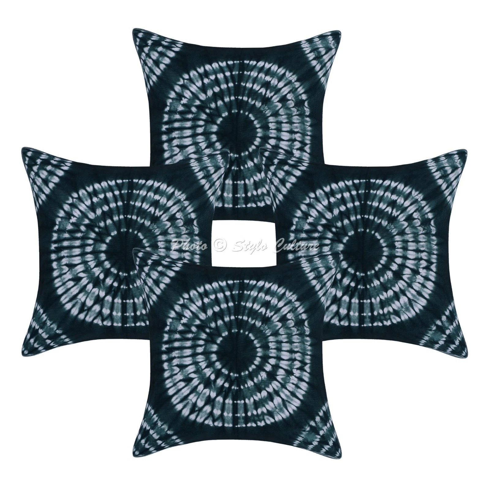 Ethnic Shibori Throw Pillow Covers Cotton 24x24 Tie Dye Home Decor Cushion Cover