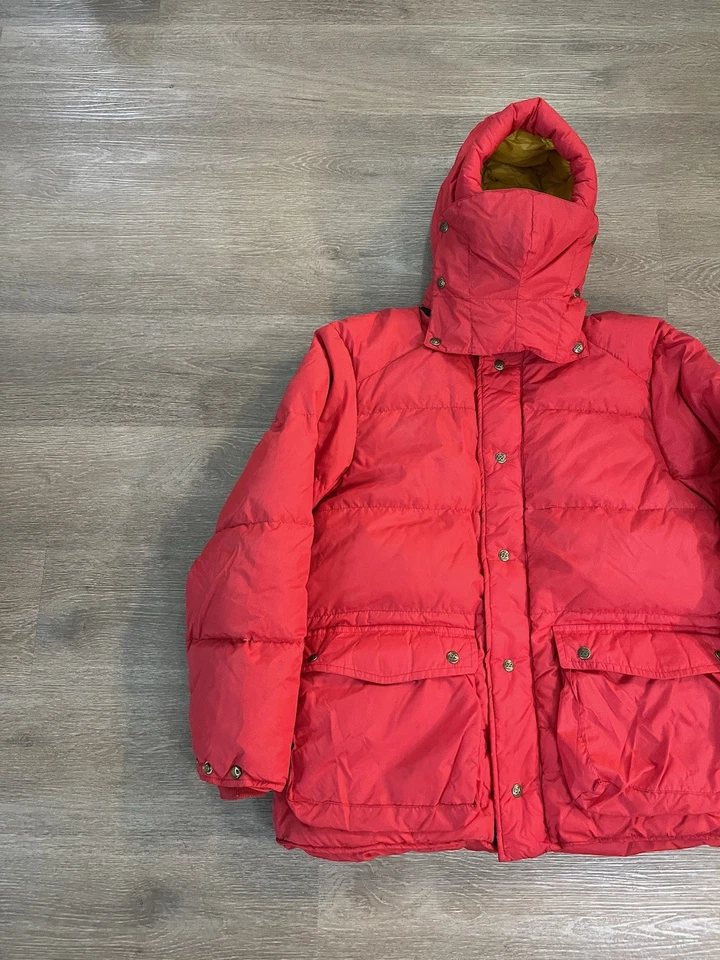 Vintage 80s Eddie Bauer Large Red Goose Down Kara Koram Style Jacket 1980s - Image 2 of 4