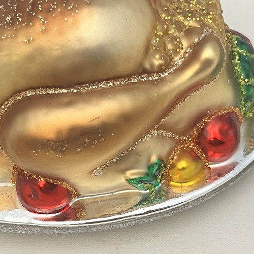 Antiguo Mundo Adorno de Navidad Vidrio Plato de Pavo Cena Brillo Acentos - Imagen 11 de 19
