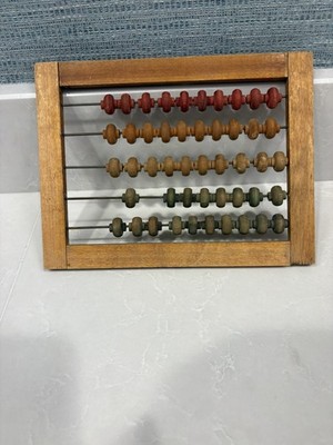Vintage Eastern European Abacus Wooden Handmade 8 inches wide 6.5 inches tall 