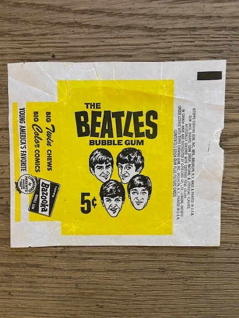 1964 Topps The Beatles Cards Bubble Gum Wax Pack Wrapper B&W Series - Image 2 of 3