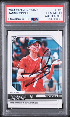 2024 Panini Instant #JS-1 Jannik Sinner Tennis World No. 1 Rookie Auto PSA 10 RC