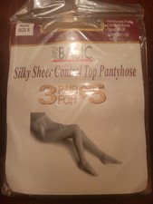 Vintage New Simply Basic 3 Pack 1980s Sheer Controltop Pantyhose Sz B Nude