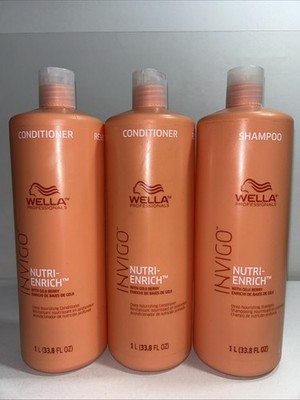 New Wella Nutri-Enrich Lot 1 Shampoo + 2 Conditioners 33.8 Fl Oz Each