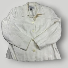 Kim Rogers Jacket Women  s 10P Cream Lined Blazer 5 Button Front Point Collar