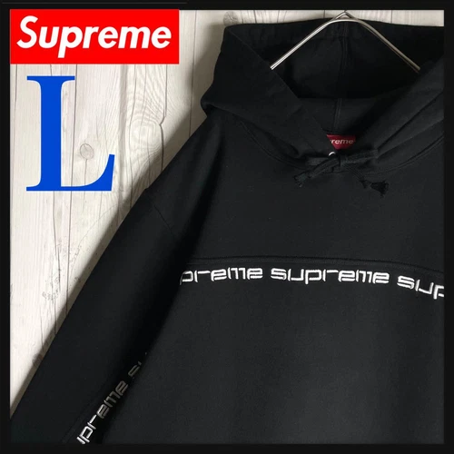 Supreme Embroidered Logo Hoodie Black L
