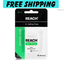 REACH Waxed Dental Floss, Mint, Plaque Remover for Teeth, PFAS Free, 1 Pack 55yd