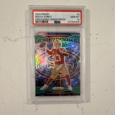 Panini Prizm 2024 Fireworks Brock Purdy #2 Green Prizm PSA 10 49ers