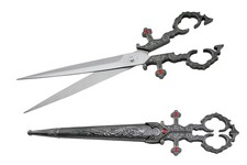 Silver 11 Inch H6010CH Renaissance Medieval Scissors Dagger