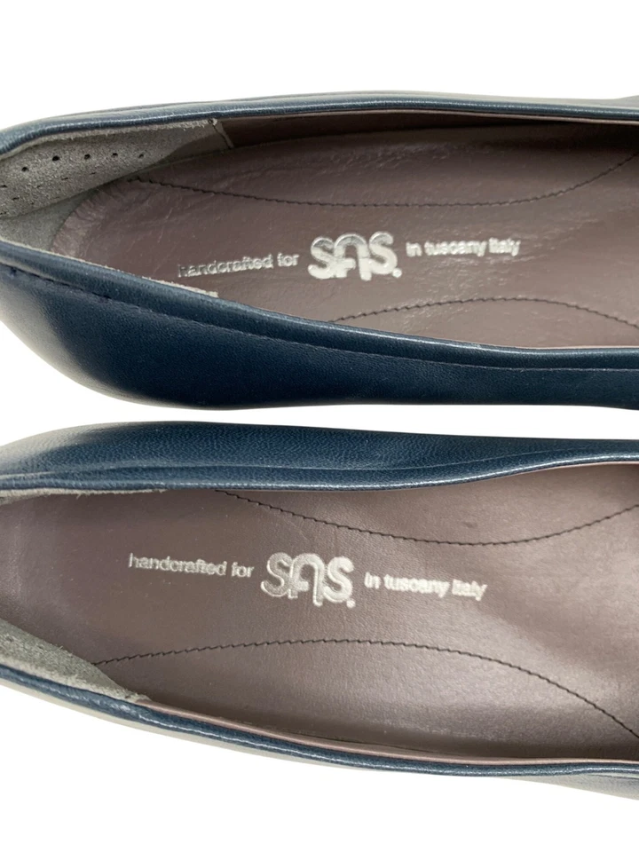 SAS Lucia Mujer Cuero Sin Cordones Tacones Bajos Talla 8M Azul Italia Z10671 Comodidad Foto 3 de 4