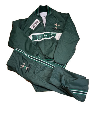 Rare Vintage MILWAUKEE BUCKS Pullover Jacket Coat and Pants DeLong NBA, Medium