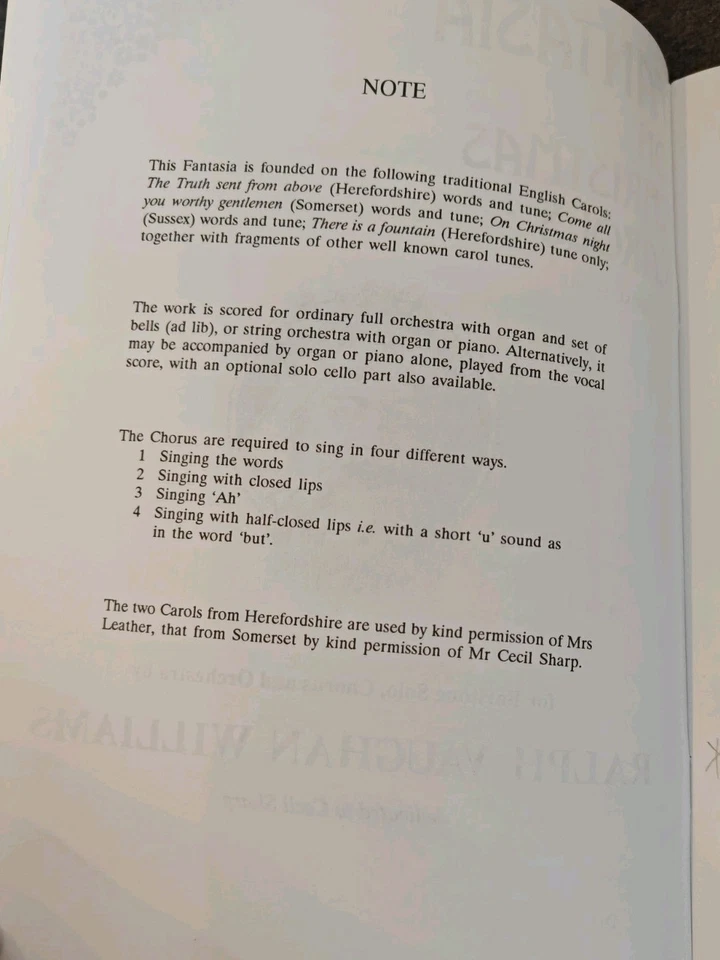 Fantasia On Christmas Carols Vocal Score Ralph Vaughan Williams Baritone Chorus - Image 3 of 4