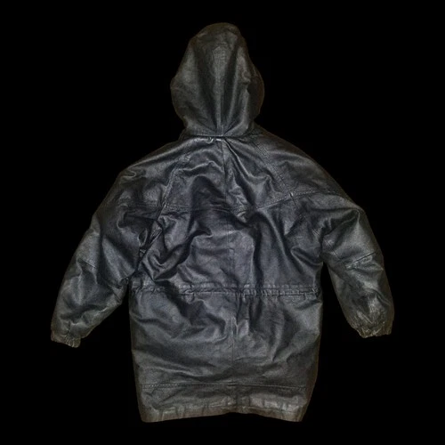 90s CHARLES KLEIN HOODED LEATHER PARKA COAT SIZE MEDIUM image 2