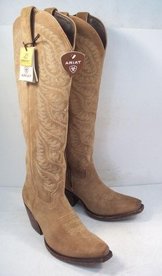 Ariat Women's 8.5 B Casanova Brown Suede Tall Western Boots Snip Toe