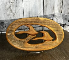 Rustic handcrafted wooden wall sculpture feat...