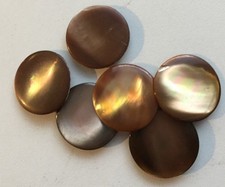 Mother of Pearl Buttons: 6 Brown Iridescent Buttons, 15mm