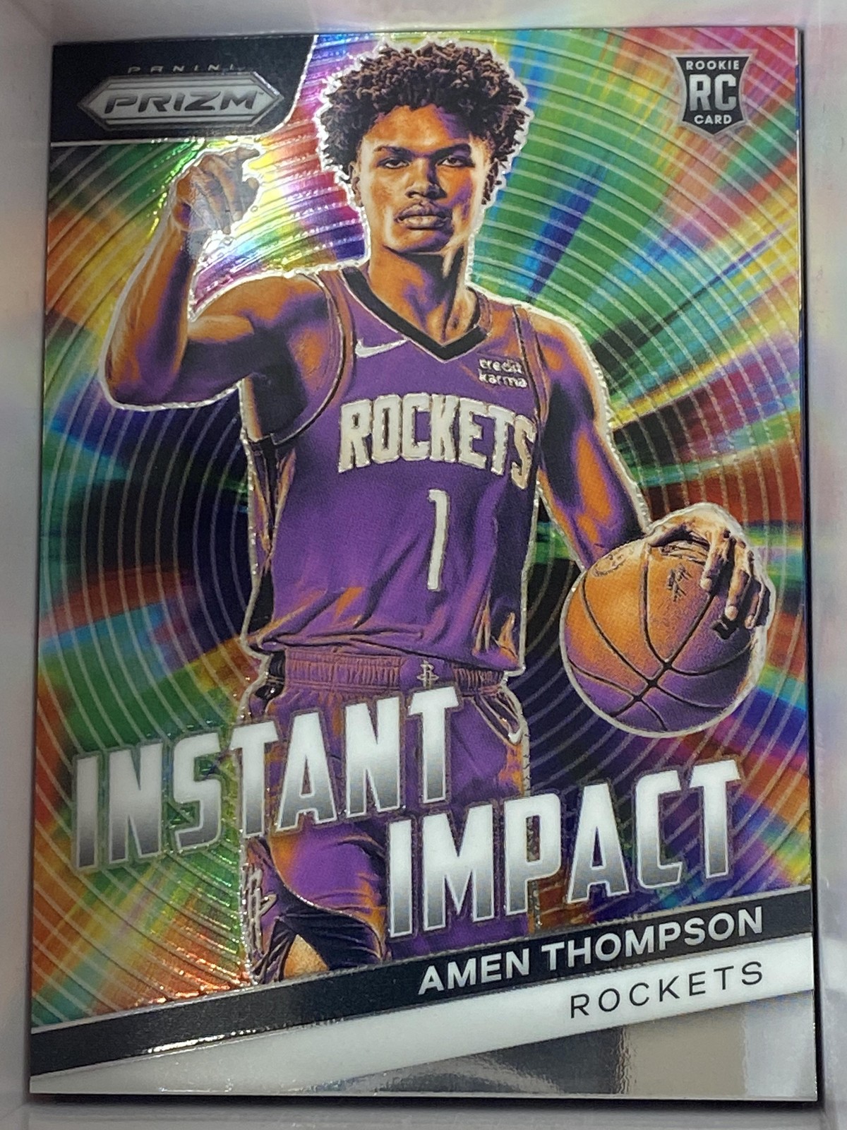 2023-24 Panini Prizm Instant Impact Amen Thompson Basketball RC Rookie Rockets