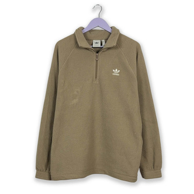 Adidas Fleece hellbraun mit Quarter Zip und Kapuze - Größe L/XL Herren