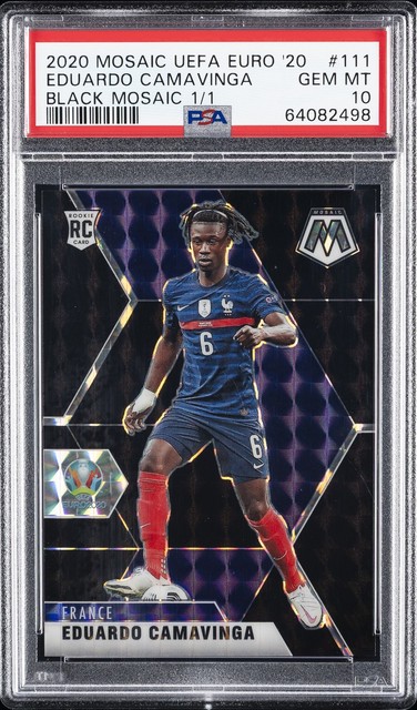 2020 PANINI MOSAIC UEFA EURO BLACK MOSAIC 1/1 EDUARDO CAMAVINGA RC 1/1 PSA 10