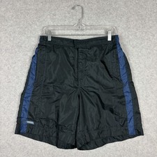 Vintage Adidas Shorts Men XL Black Striped Lined Zip Pockets Sporty 90s Y2K Logo