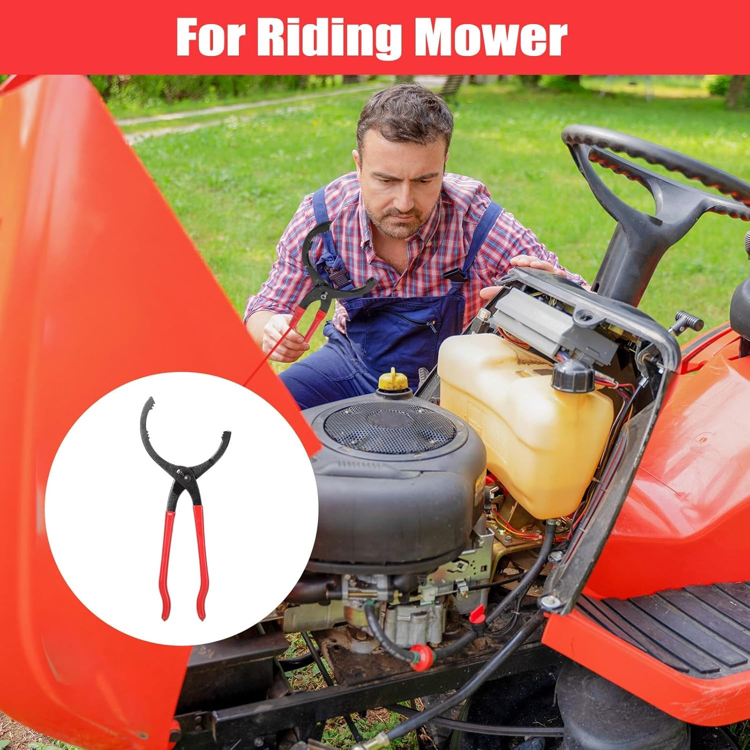 Lothee 4 Pieces Oil Filter Wrench Set, 10'' 12'' 14'' 16'' Red 