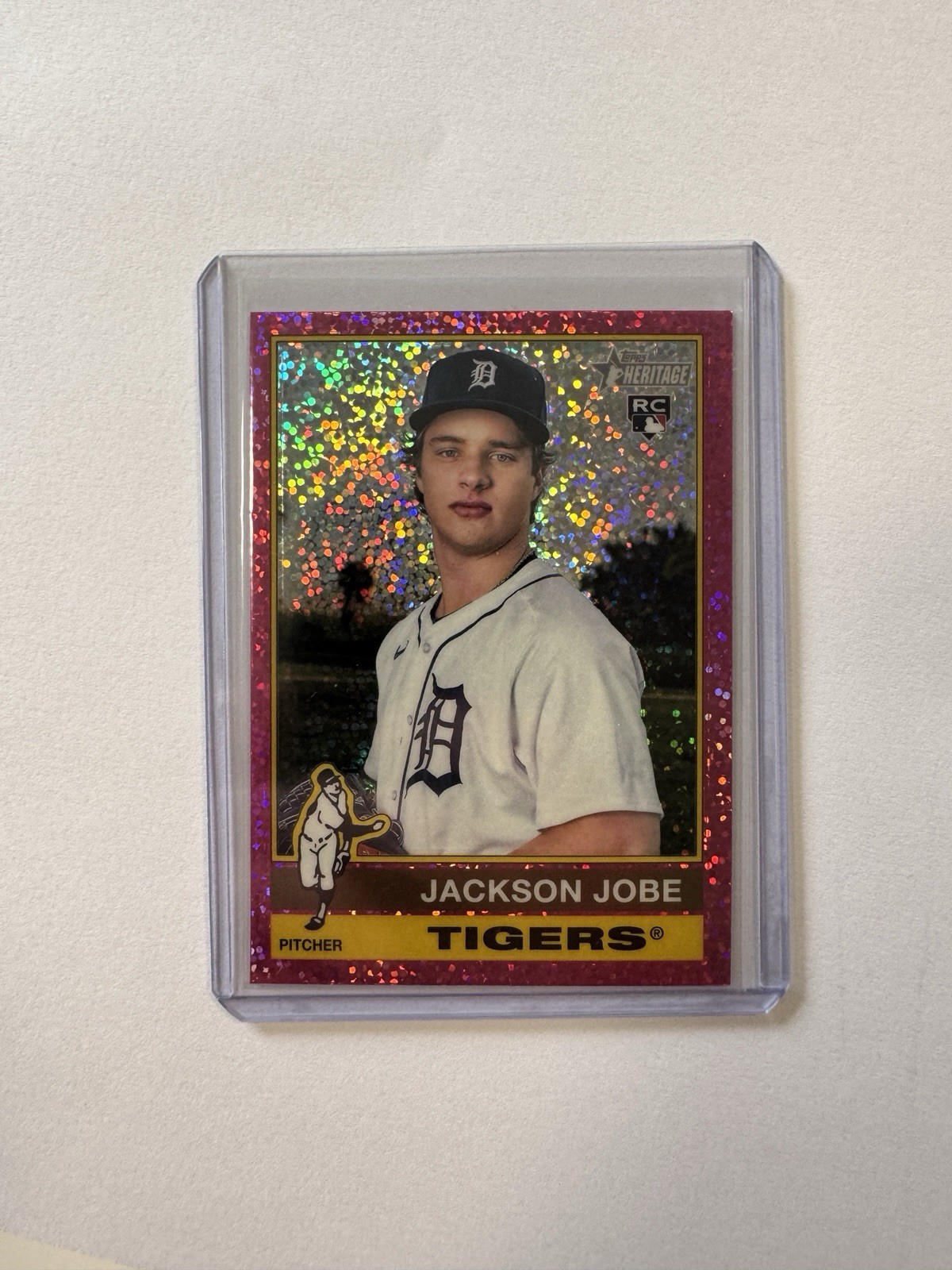 2025 Topps Heritage - Jackson Jobe #389 Chrome Pink Sparkle Refractor (RC)