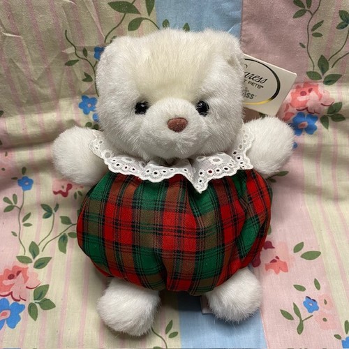 TAGGED VINTAGE RUSS BERRIE CARESS SOFT PETS HOLLY TEDDY BEAR APPROX 7" TALL