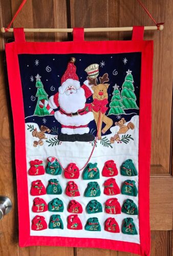 Christmas Tree Pocket Calendar Count Down Candy Cane Santa Rudolph Trees Advent